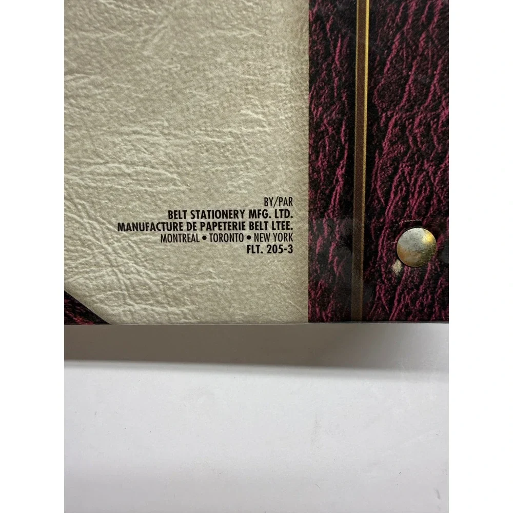 Vintage 3 Ring Binder Photo Album Burgundy Cream Faux Leather Magnetic Pages